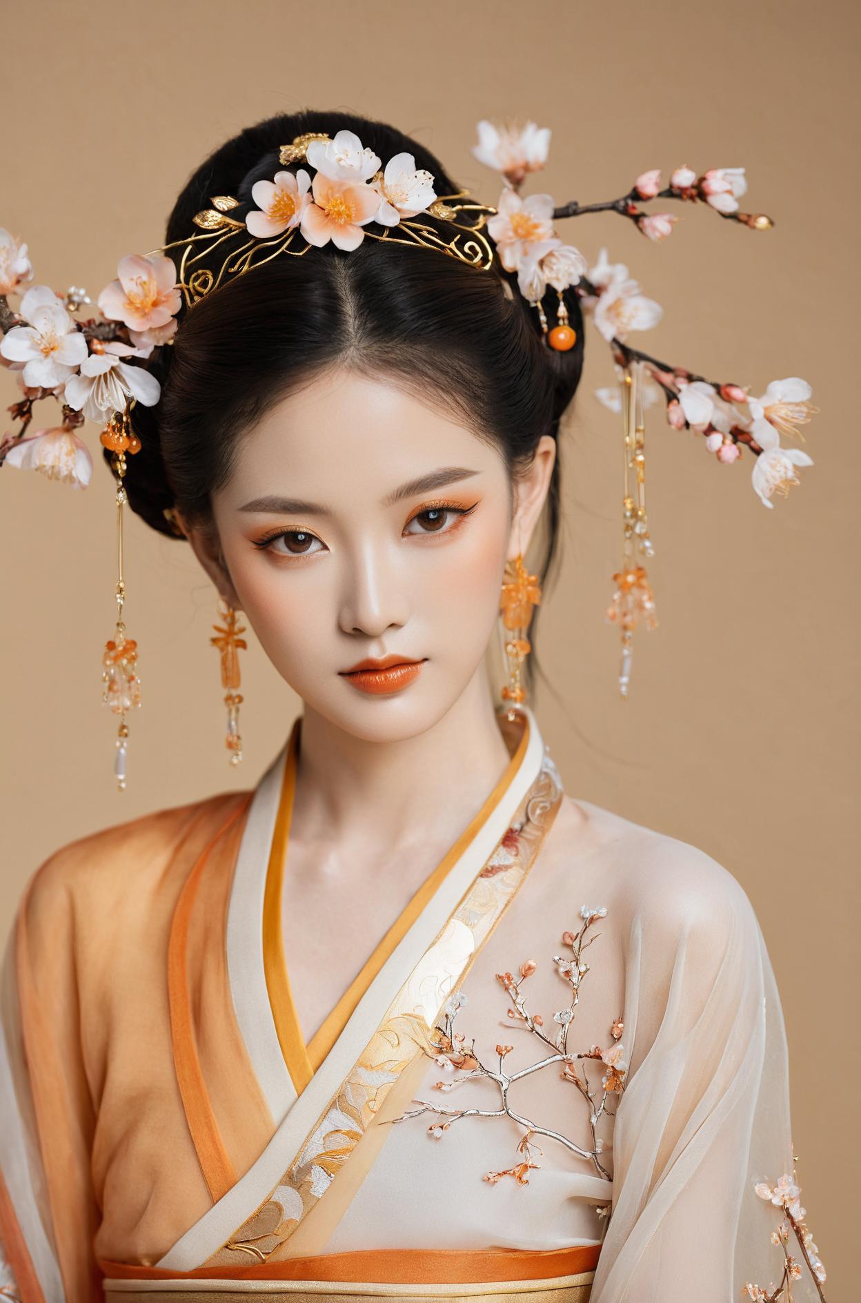 a close up of a woman wearing a headpiece and a dress, chinese princess, a  beautiful fantasy empress, traditional beauty, ancient chinese princess -  SeaArt AI